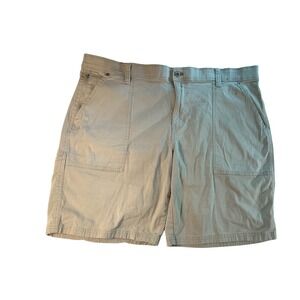 Weatherproof Mens Khaki Ripstop Cargo Utility Shorts Tan Size 40 Side Zip Pocket